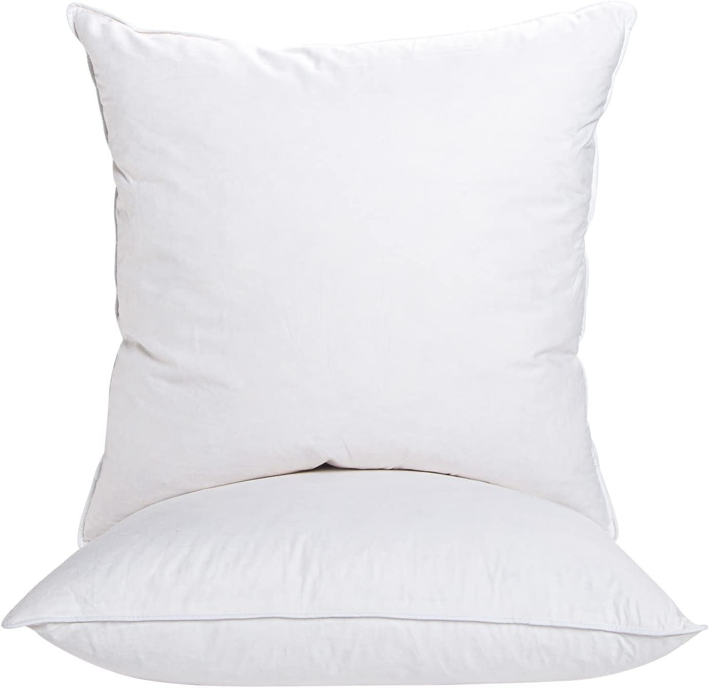 26x26 White Cotton Blend Throw Pillow Inserts, 2-Pack