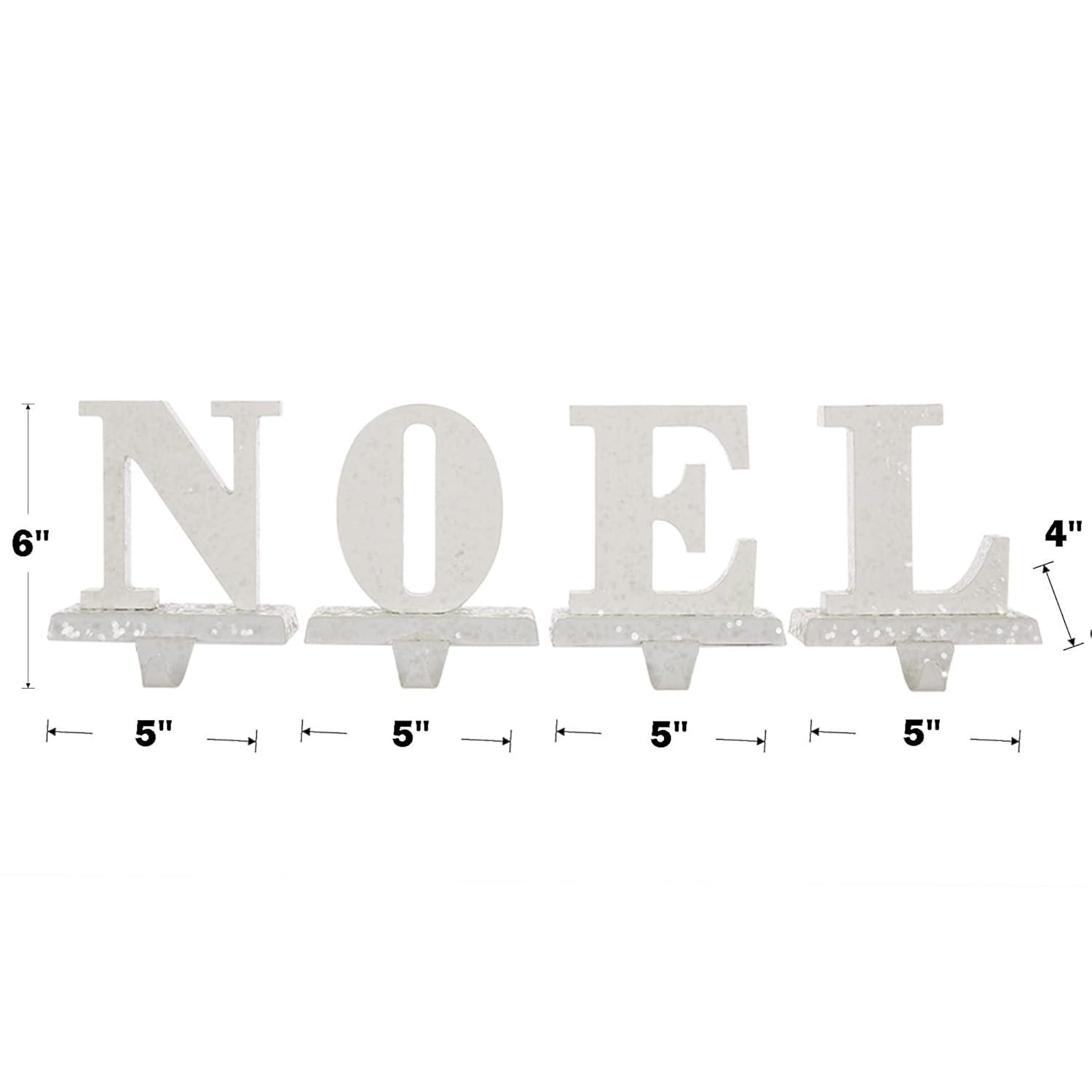 White Iron and MDF Noel Christmas Stocking Holders