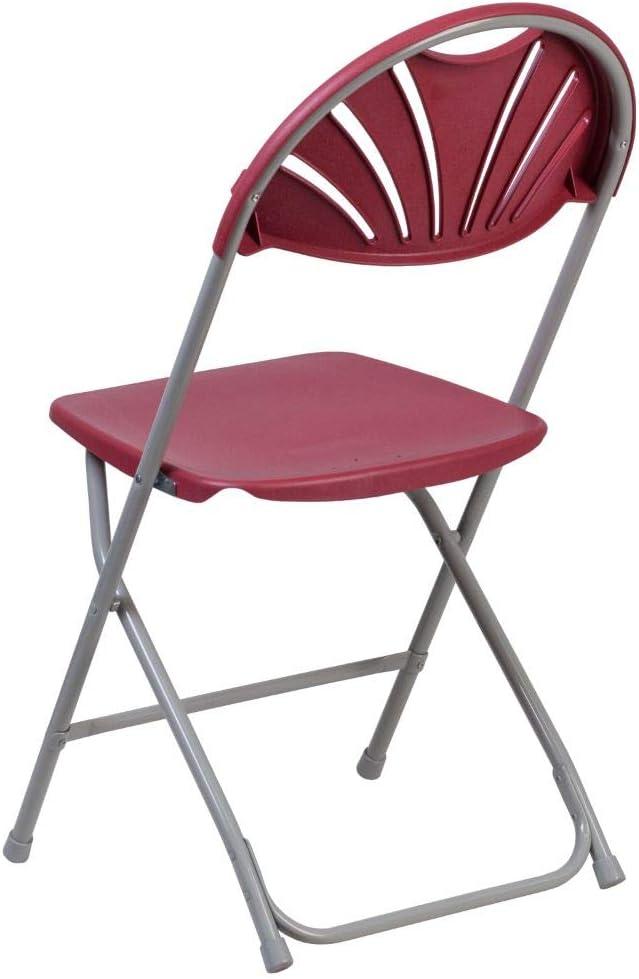 Flash Furniture 2 Pack HERCULES Series 650 lb. Capacity Burgundy Plastic Fan Back Folding Chair