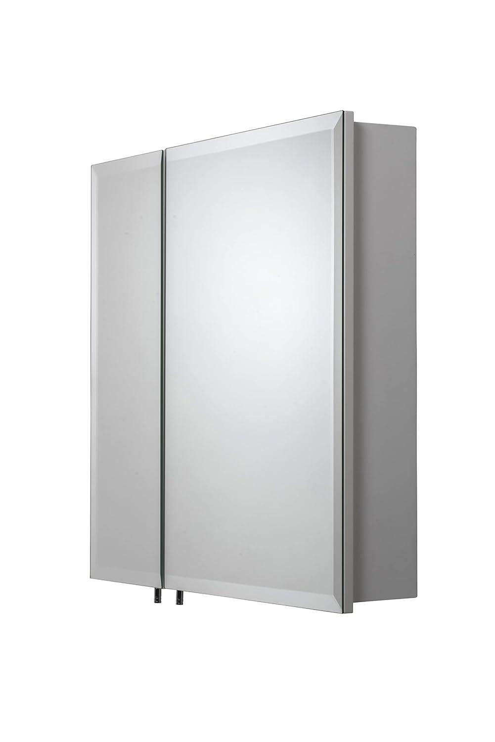 Croydex Wellington Double Door Aluminium Bathroom Medicine Cabinet in White (24x24in)
