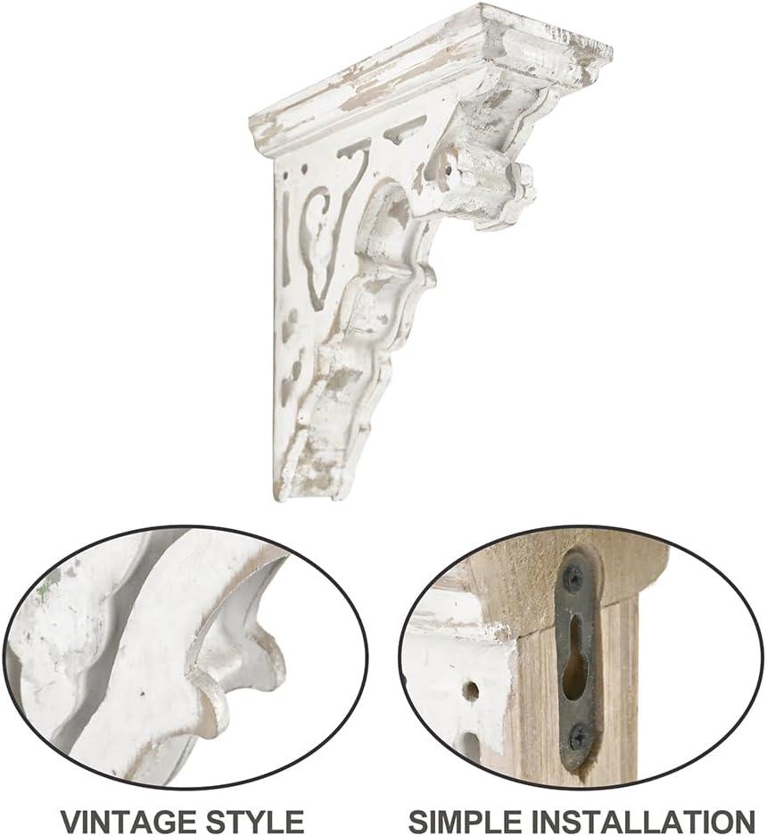 Ophelia & Co. Vintage Shabby Wood Corbels Brackets for Shelf Farmhouse Wall Decor (Set of 2)