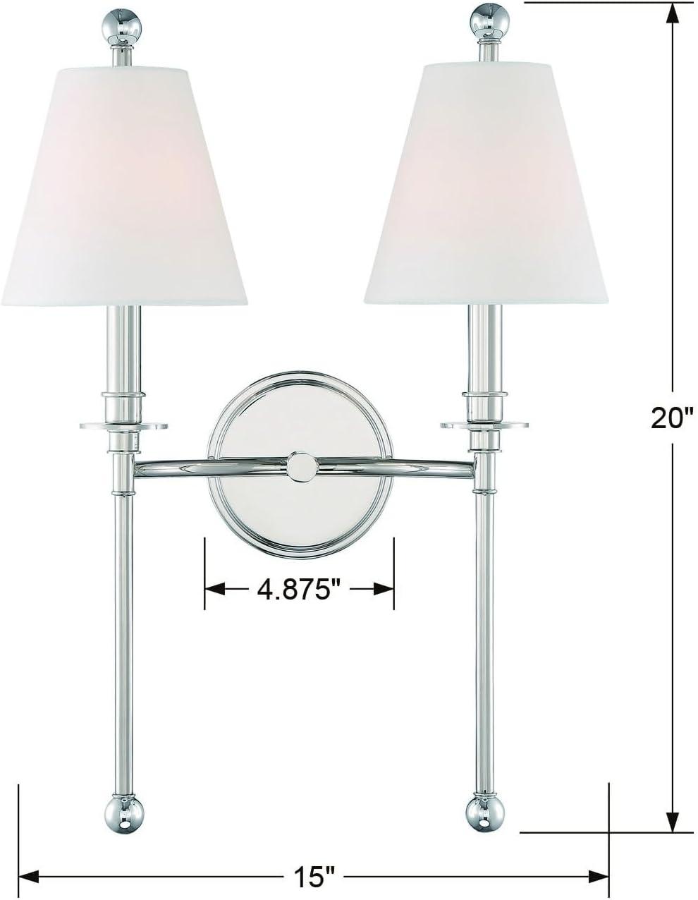 Dark Bronze 2-Light Sconce with White Silk Shades