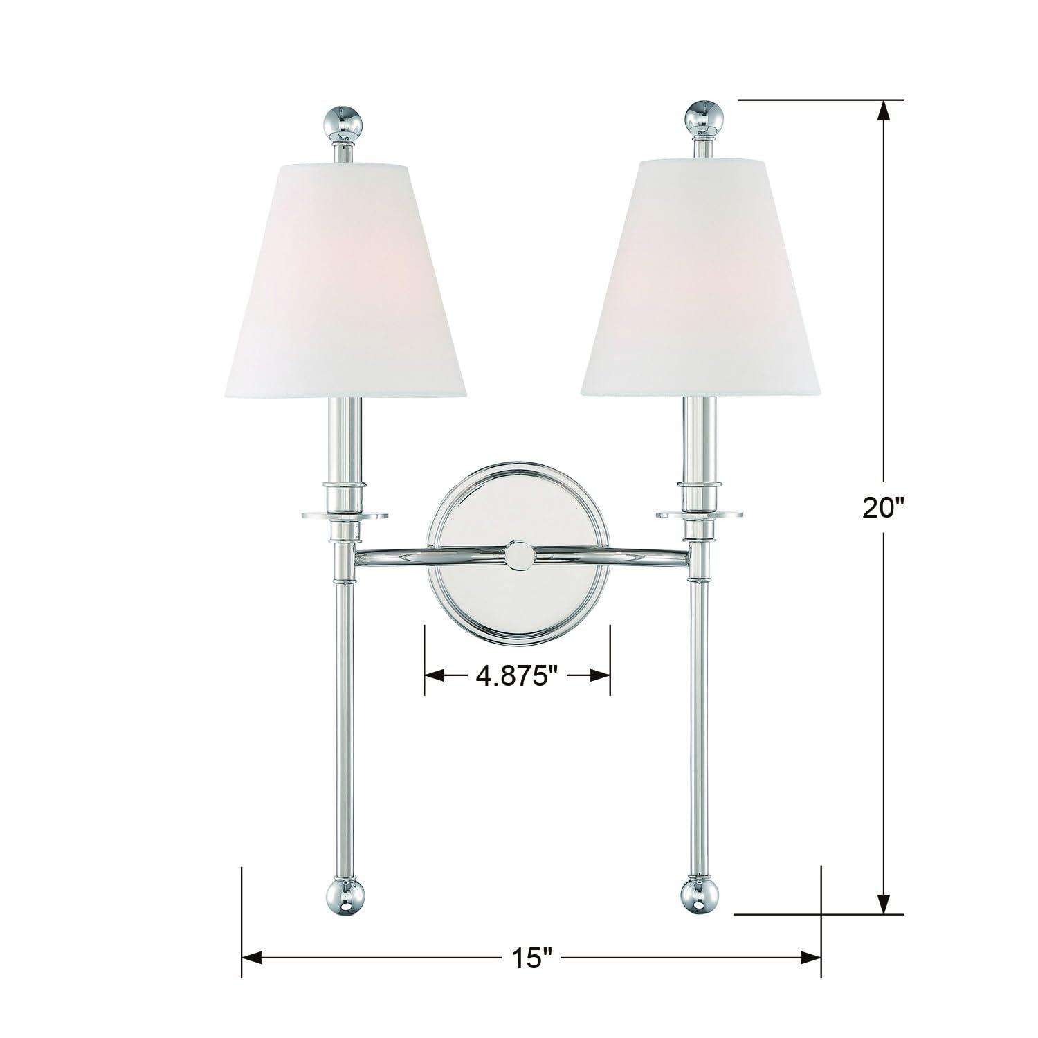 Dark Bronze 2-Light Sconce with White Silk Shades