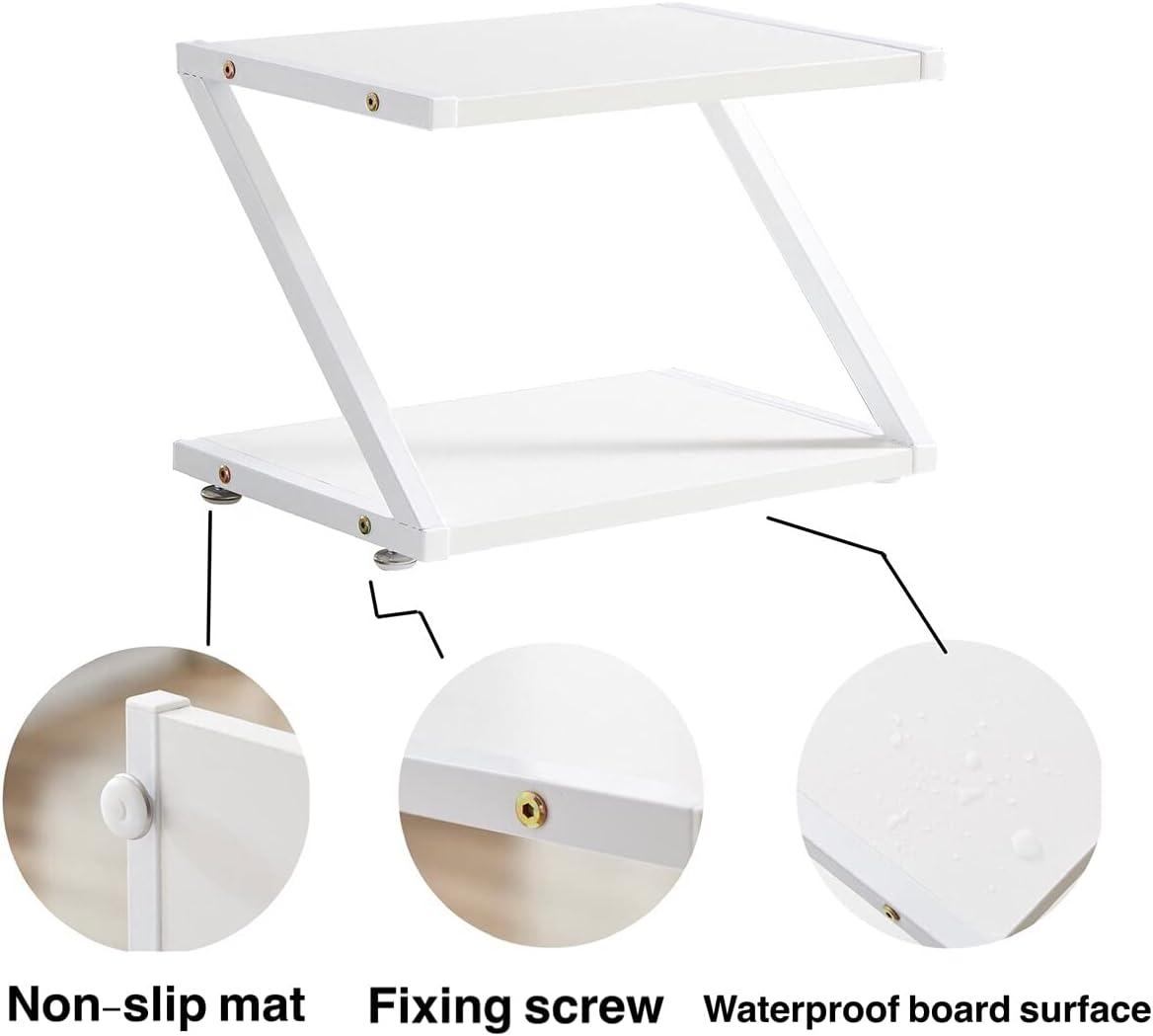 White MDF and Metal 2-Tier Z-Shaped Printer Stand