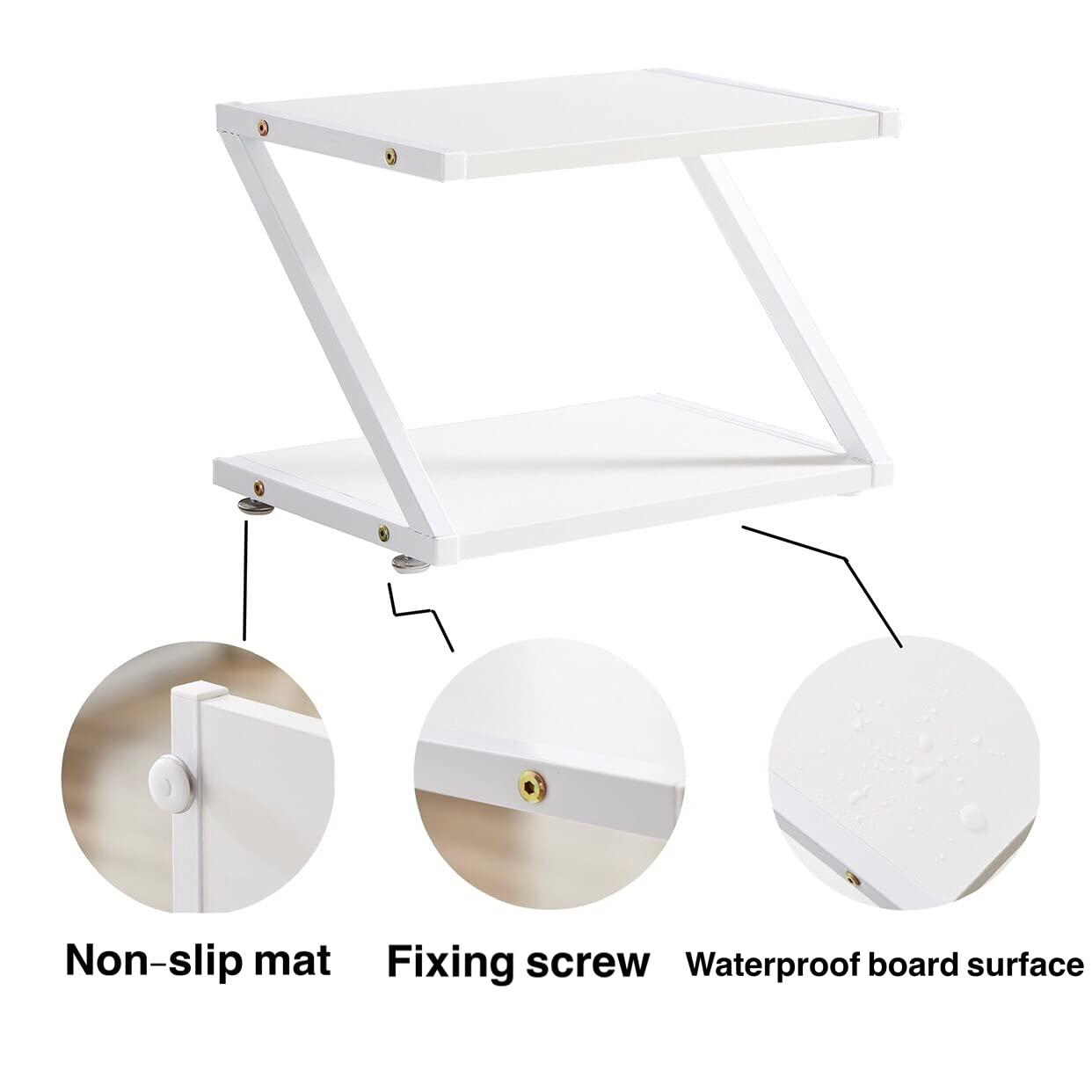 infini Multi-Purpose Printer Organizer - 2-Layer Desktop Stand with Paper Storage - Suitable for Home or Office (White)