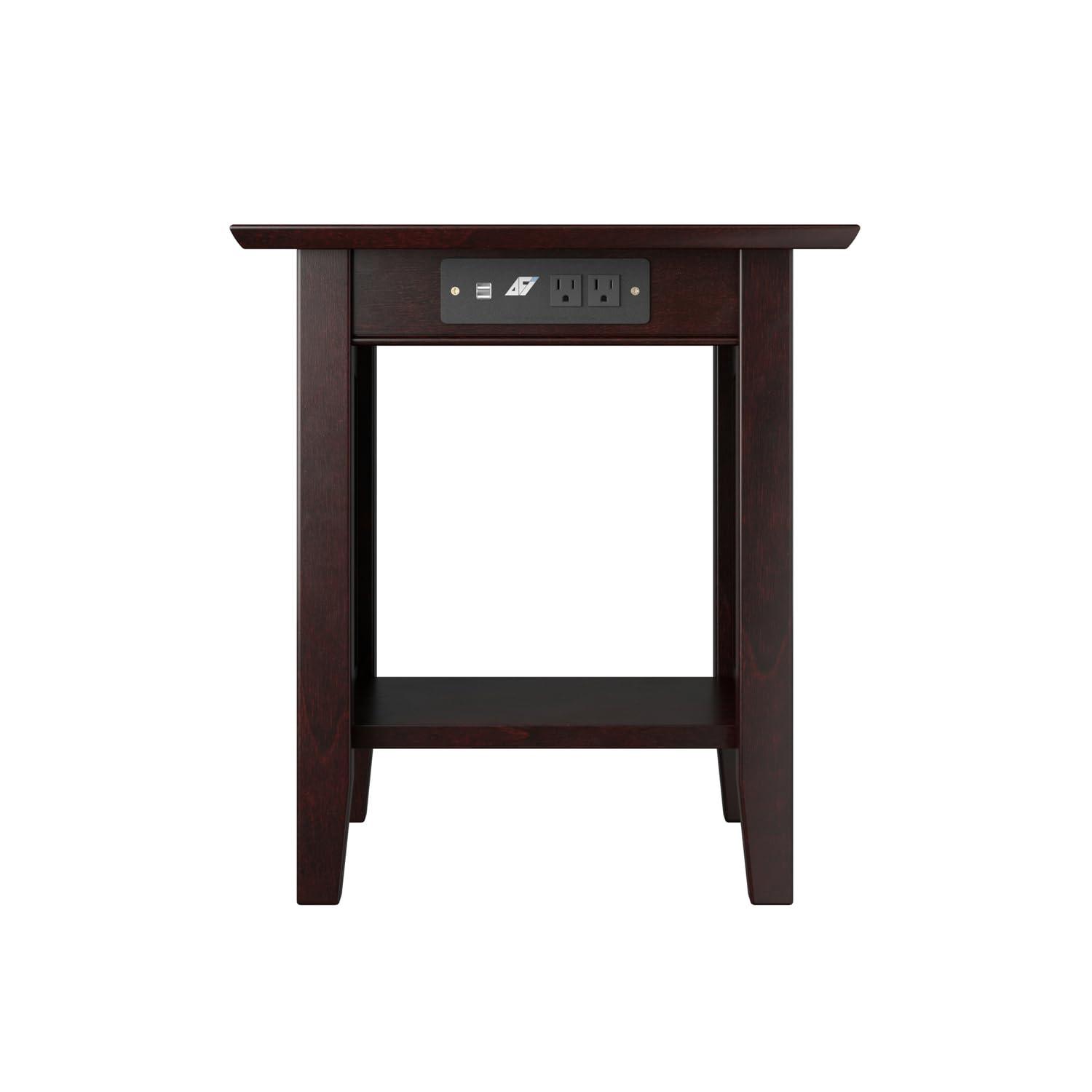 AFI Furnishings Nantucket End Table with Charging Station in Espresso