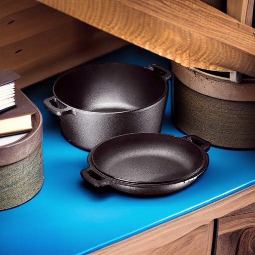 Bruntmor | 2 In 1 Enameled Cast Iron Double Dutch Oven Skillet Lid 5-Quart | 1