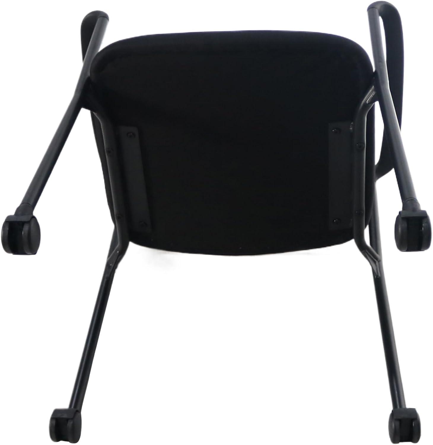 SNUGWAY Office Guest Chairs with Arms - Stacking Reception Chair for Comfort & Style，Fabric，Black