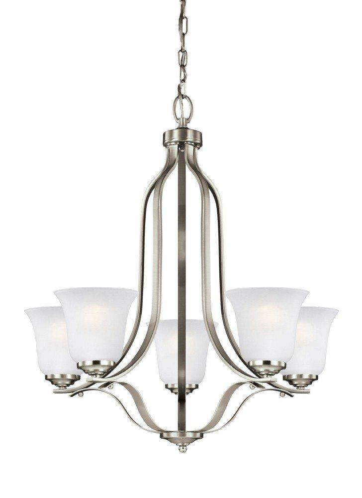Generation Lighting 3139005EN3-962 Emmons Five - Light Chandelier Hanging Modern Fixture, Brushed Nickel