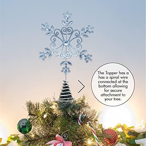 Ornativity Flower Snowflake Tree Topper - Silver