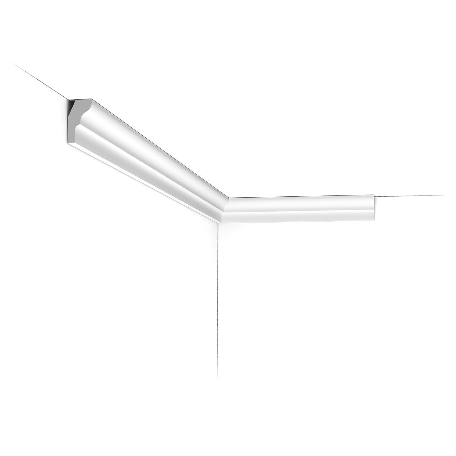 5/8 in x 1 in x 78-3/4 in Primed White Plain Polystyrene Crown Moulding (Set of 8)
