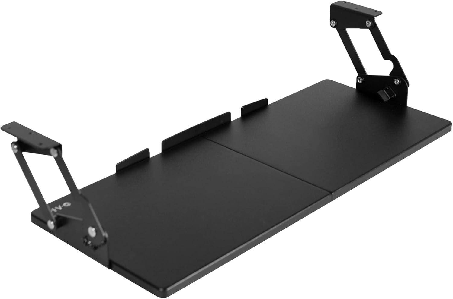 Black Adjustable Under Desk Keyboard Tray with Swinging Height