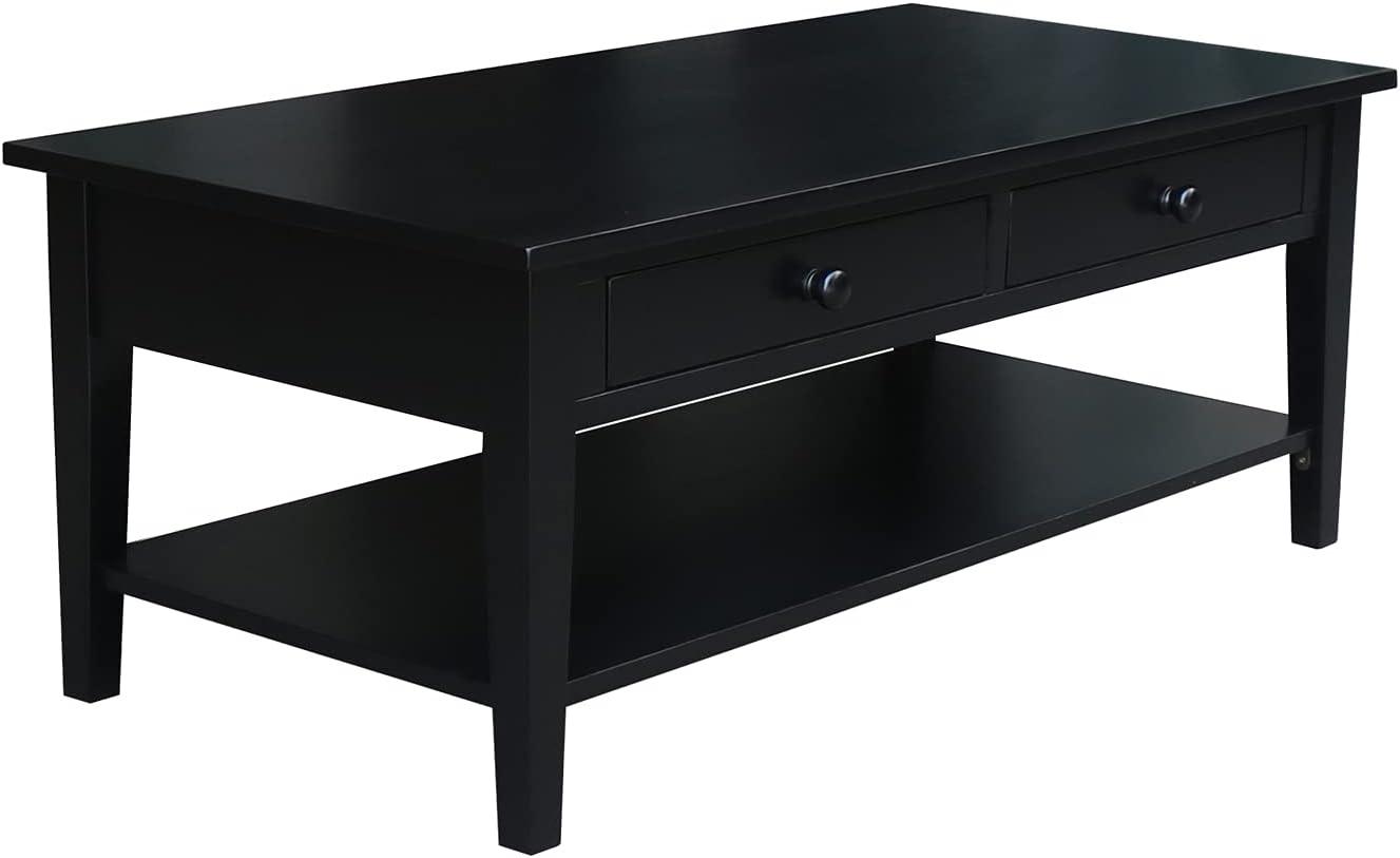 Spencer 54'' Black Parawood Rectangular Coffee Table with Storage