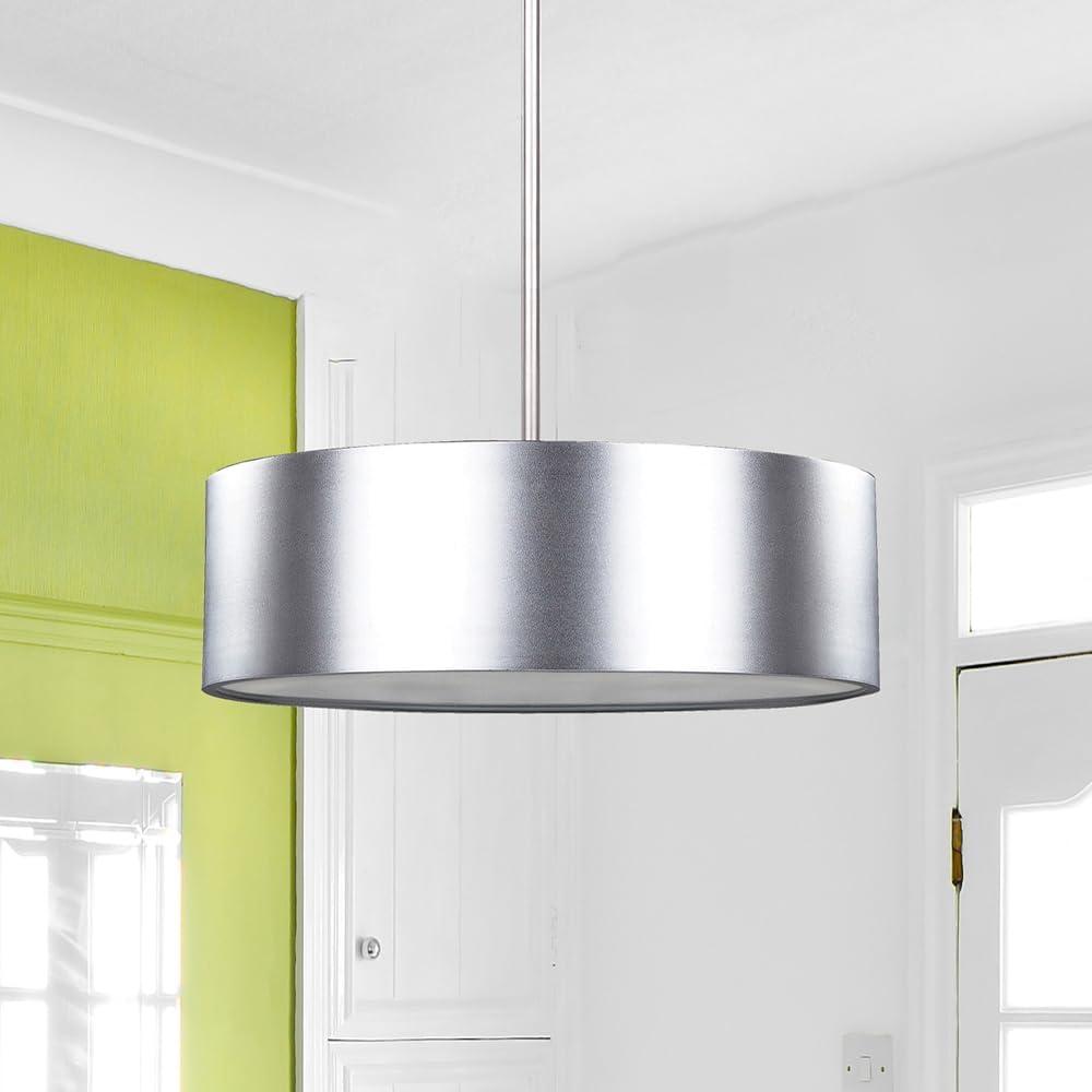 Brushed Nickel Aluminum Drum Pendant Light