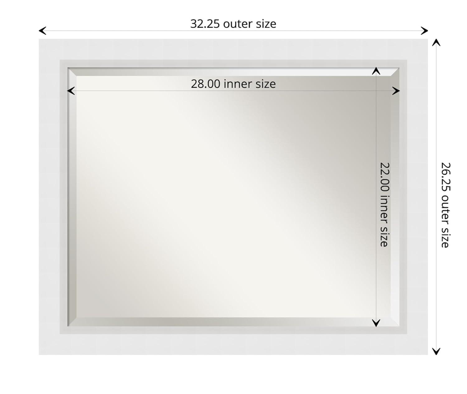Amanti Art Blanco White Beveled Wood Wall Mirror 26.25 x 32.25 in.