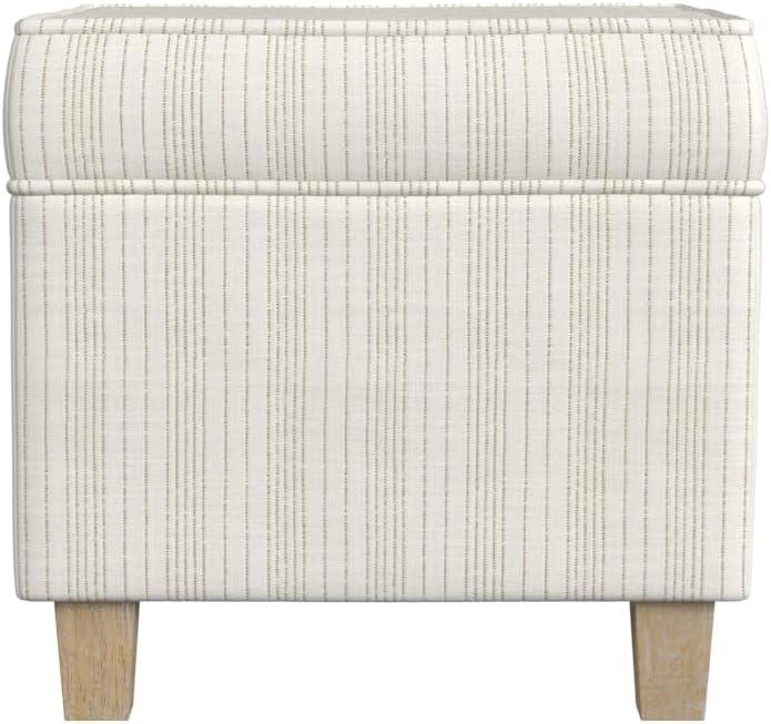 Cole Classics Square Storage Ottoman with Lift Off Top Cream/Marigold Pinstripe - HomePop: Upholstered Bench, Hardwood Frame