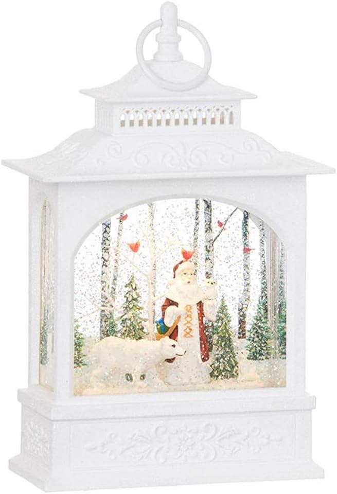Raz Imports 11" Woodland Santa and Polar Bear Lighted Water Lantern