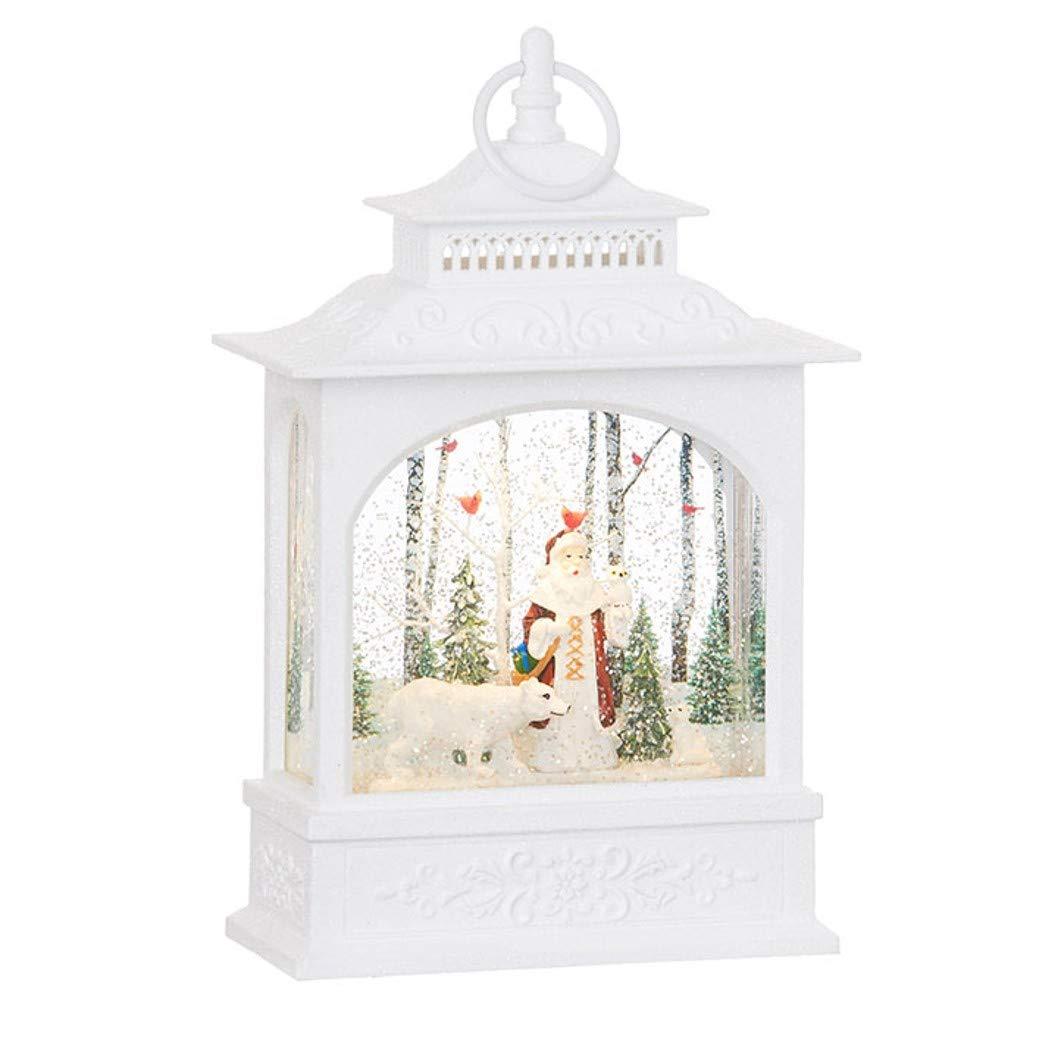 Raz Imports 11" Woodland Santa and Polar Bear Lighted Water Lantern