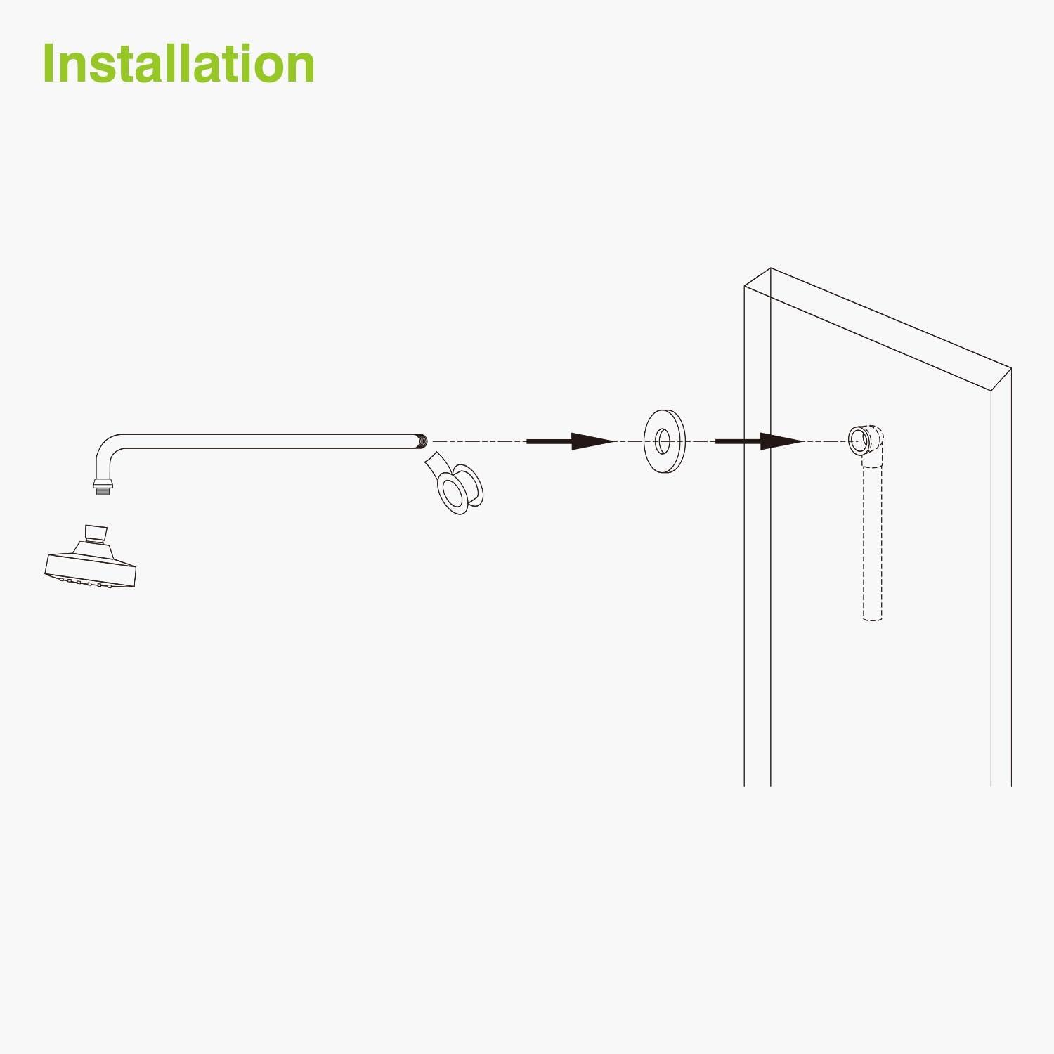 20" Chrome Brass Wall-Mount Shower Arm