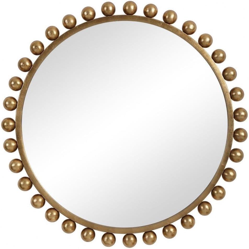 Uttermost 09694 Cyra 44" Round Industrial Modern Wall Mirror - Gold
