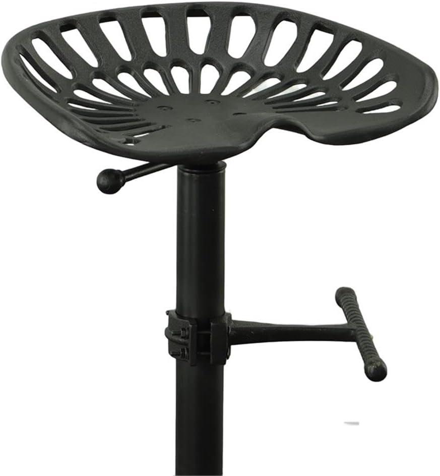 Carolina Living Adjustable Tractor Seat Counter Height Barstool Black: Vintage Style, Iron Base, 22-33" Height