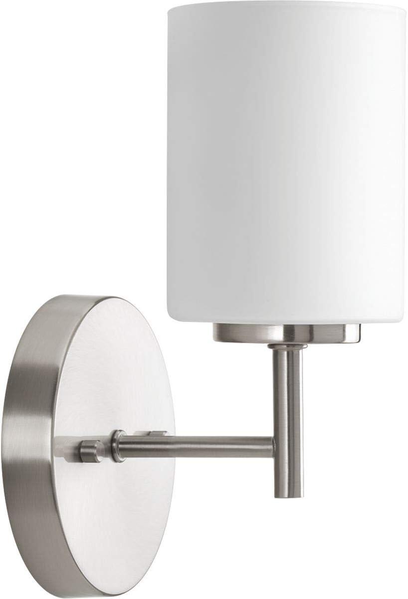 Progress Lighting Replay 1-Light Bath & Vanity, Brushed Nickel, Porcelain, Up/Down Mounting, Shade Included