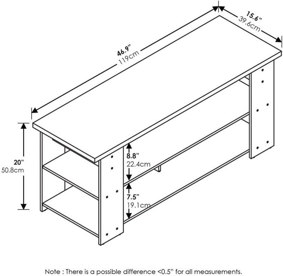 French Oak Grey and Black 50-Inch TV Stand with Open Shelves