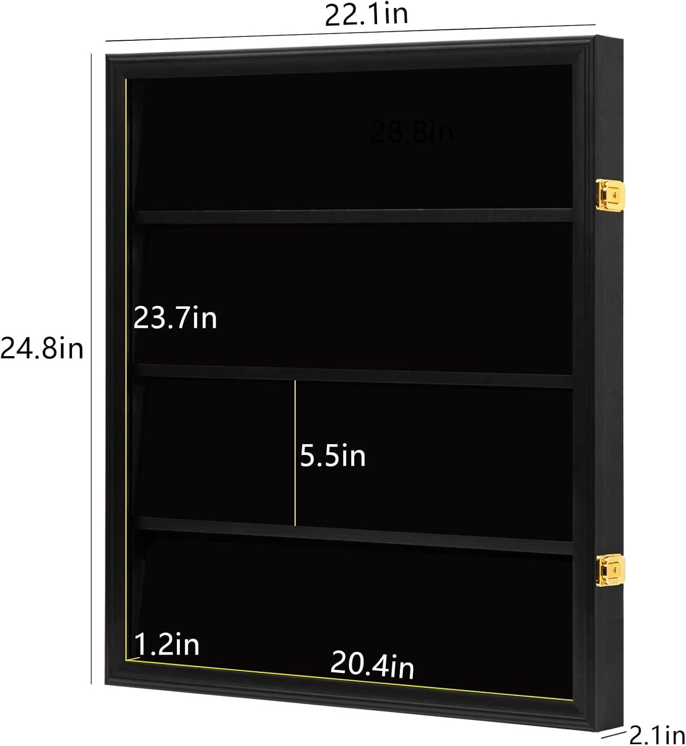 Estuche para Exhibición de Tarjetas Deportivas de 35 Grados: Marco de Exhibición de Tarjetas de Béisbol con Protección UV Gabinete de Pared con Cerradura Transparente para Tarjetas Coleccionables de Baloncesto Negro Vertical