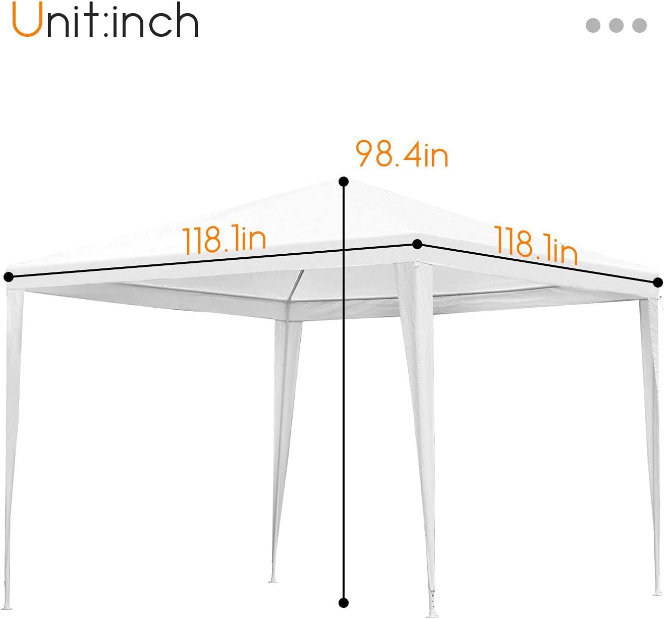 White 10'x10' Waterproof Outdoor Canopy Tent with Stainless Steel Frame