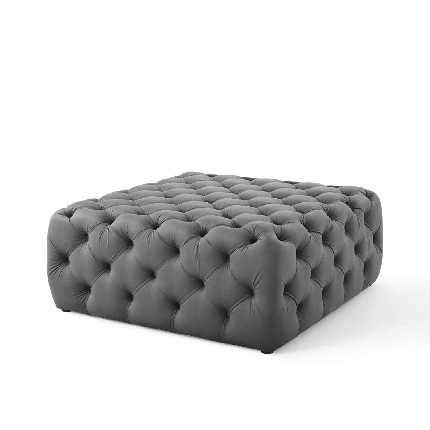 Modway Amour Tufted Button Round Performance Velvet Ottoman