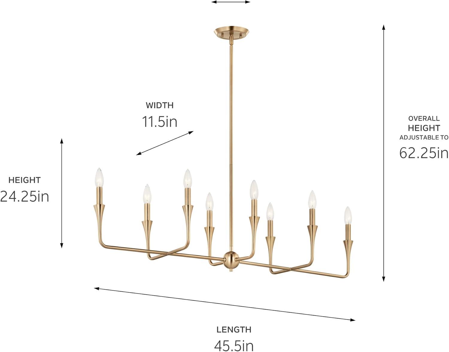 Champagne Bronze 8-Light Linear Candle Chandelier