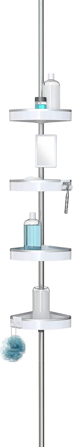 Better Living Products HiRISE 4 Tension Shower Caddy w/Mirror