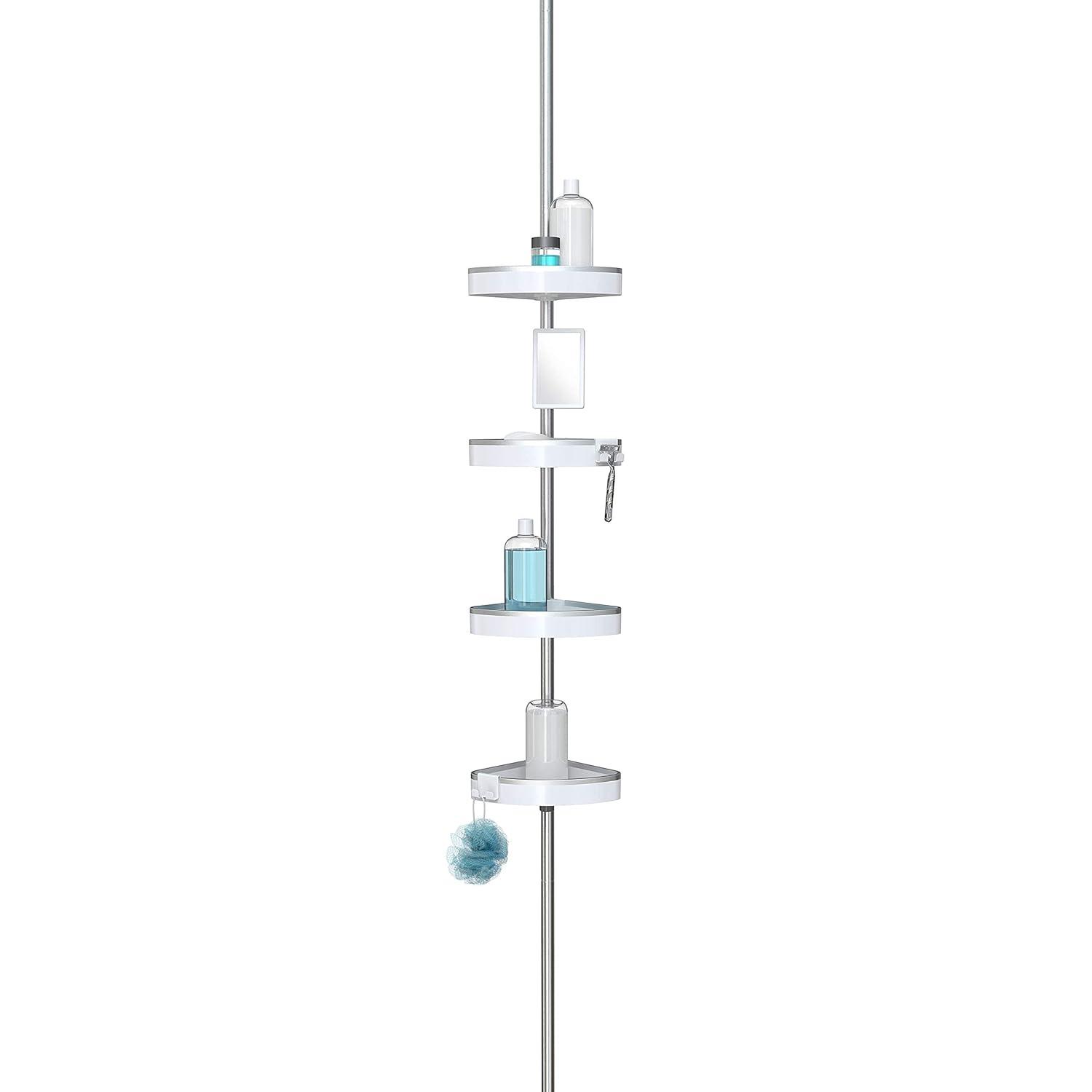 Better Living Products HiRISE 4 Tension Shower Caddy w/Mirror
