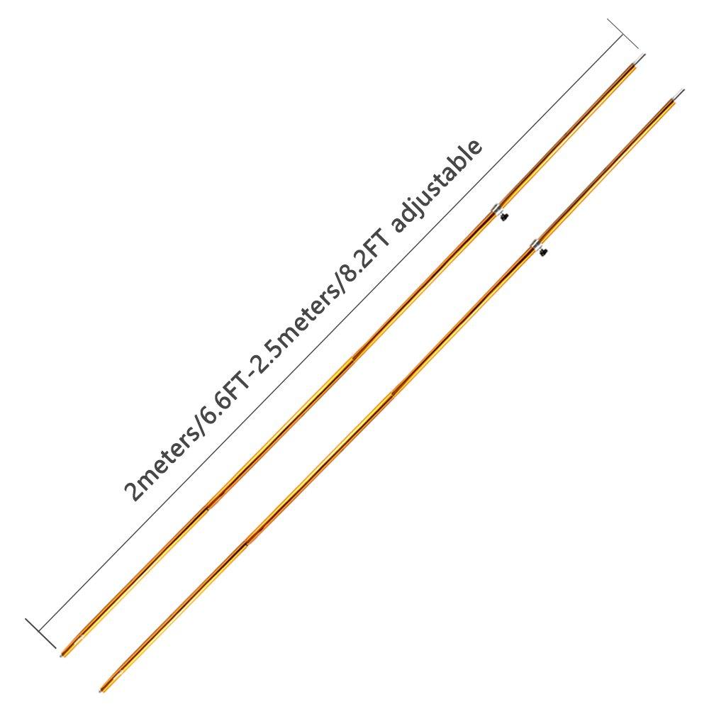 Odoland Adjustable Telescoping Aluminum Tarp and Tent Poles Set of 2 - Collapsible Lightweight for Camping, Backpacking, Hammocks, Sun Shade Shelters, and Awnings