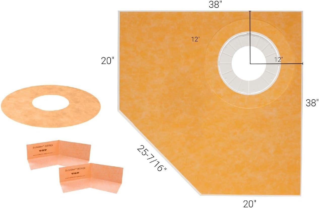 38" x 38" Neo-Angle Polystyrene Shower Pan with Off-Center Drain