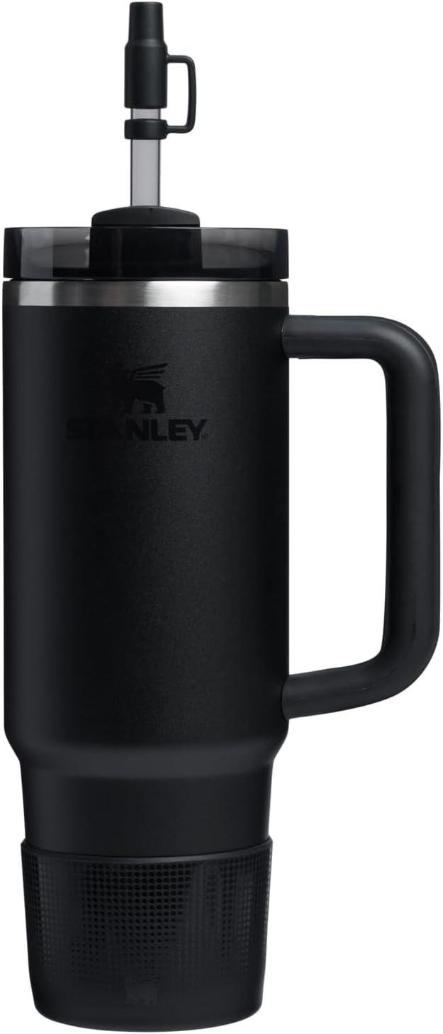 Stanley 30 oz Quencher Tumbler Boot with Straw Cover Black: Silicone Drinkware Accessory for Hot & Cold Beverages
