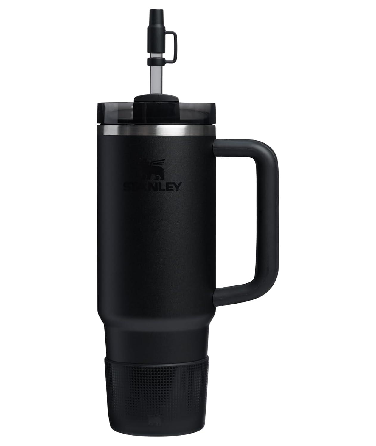 Stanley 30 oz Quencher Tumbler Boot with Straw Cover Black: Silicone Drinkware Accessory for Hot & Cold Beverages