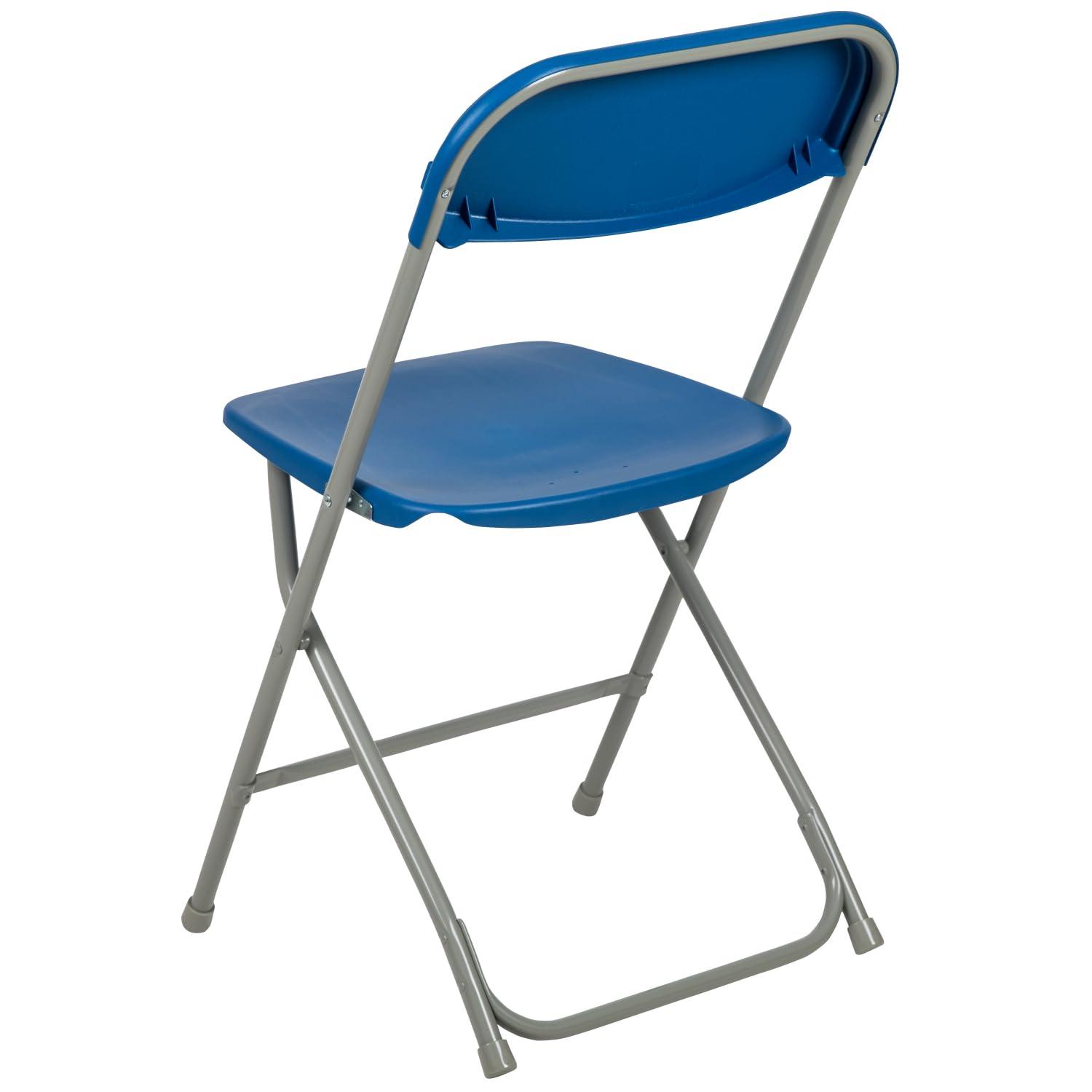 Flash Furniture Hercules Series Plastic Folding Chair - Blue - 650LB Weight Capacity Comfortable Event Chair - Lightweight Folding Chair -