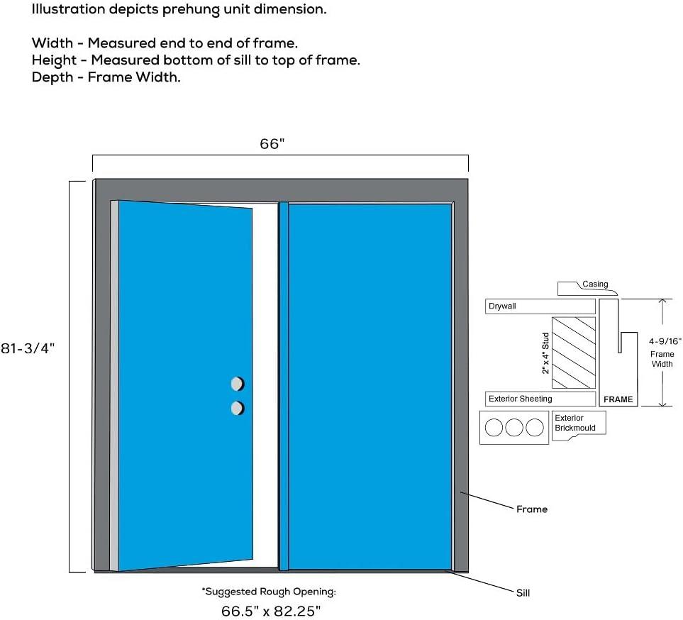 60 in. x 80 in. White Internal Grilles Right-Hand Inswing 1/2-Lite Clear Glass 2-Panel Primed Steel Prehung Front Door