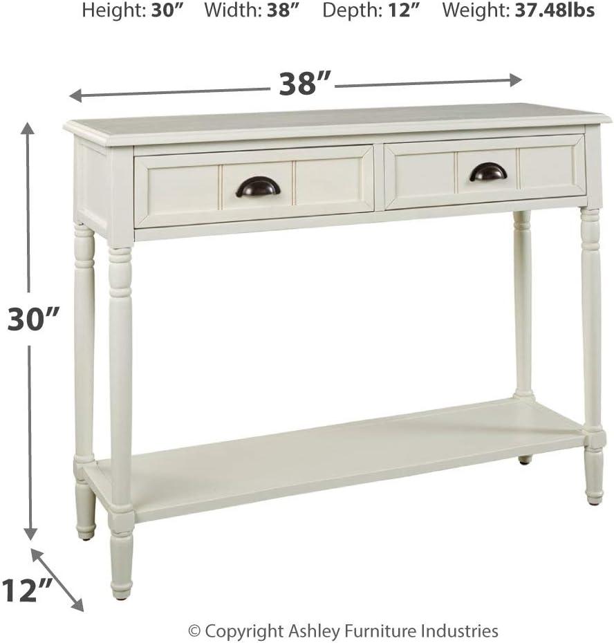 Goverton Sofa and Console Table White - Signature Design by Ashley: Vintage Entryway Storage with Shelves