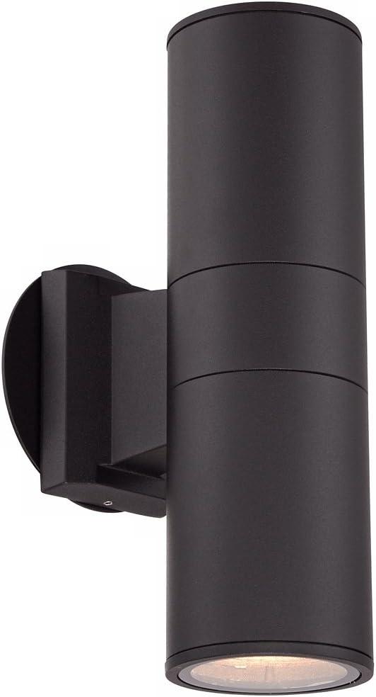 Possini Euro Design Ellis Modern Outdoor Wall Light Fixture Black Cylinder Up Down 11 3/4" for Post Exterior Light Barn Deck Post Light House Porch