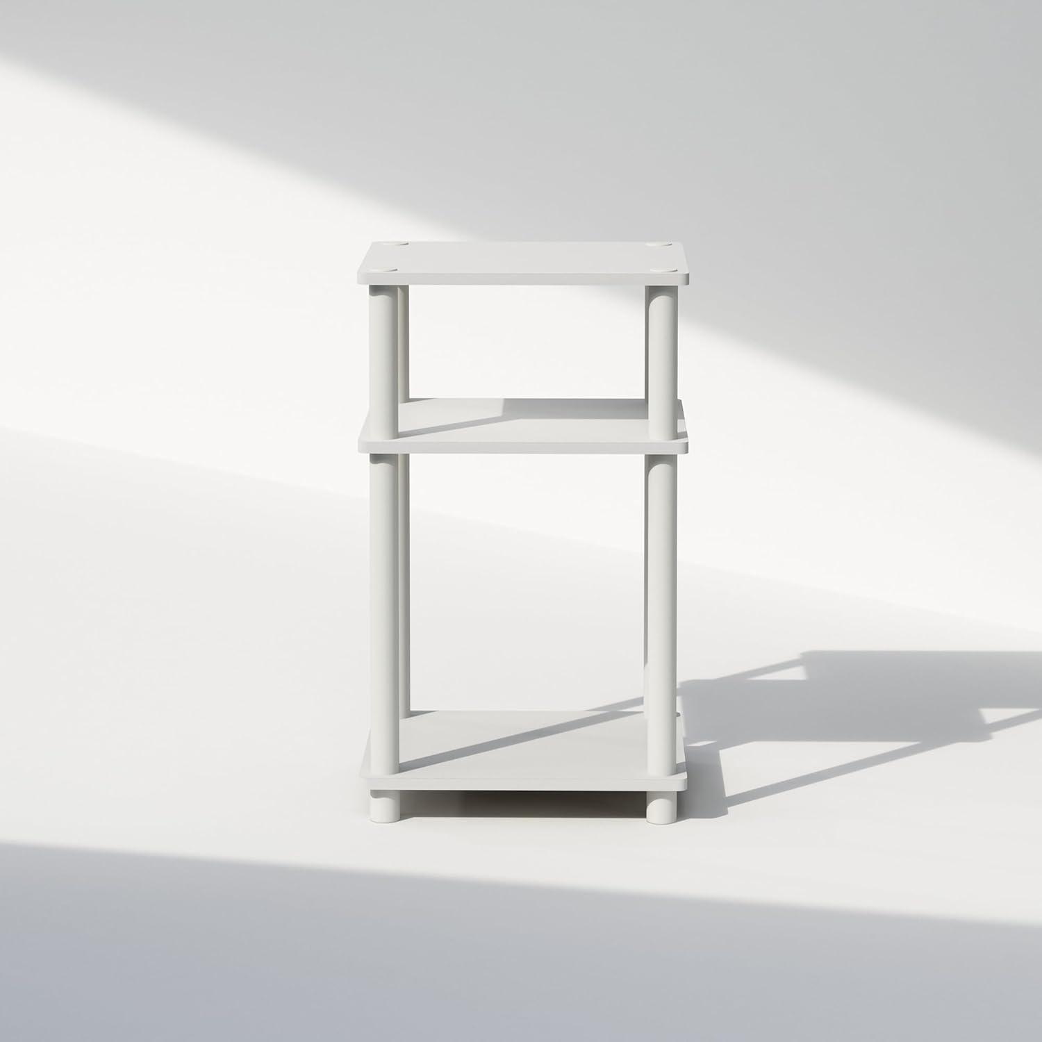 Furinno Just 3-Tier Turn-N-Tube End Table, 1-Pack, White