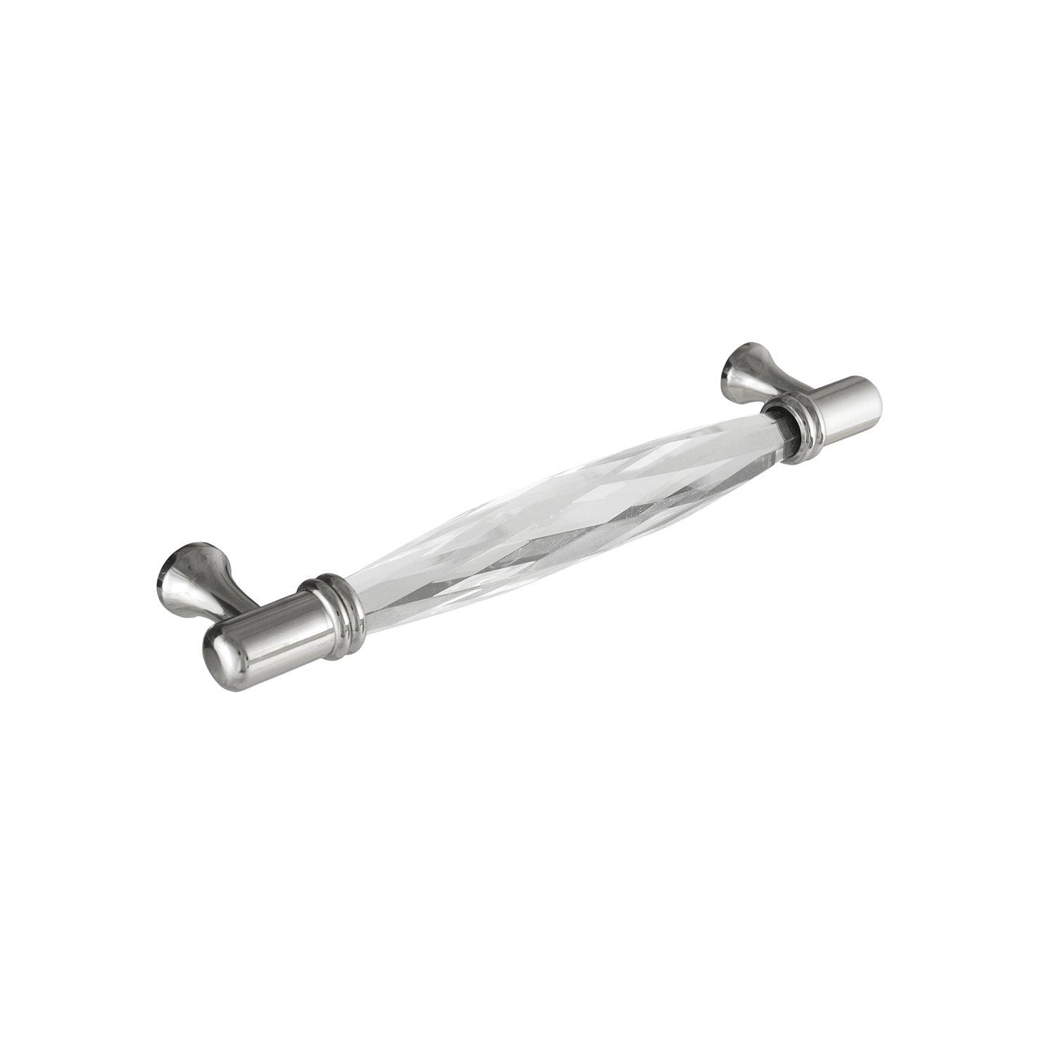 CKP #G-300 Brilliance Collection 3-3/4 in. (96mm) Crystal Pull, Clear with Polished Nickel Base