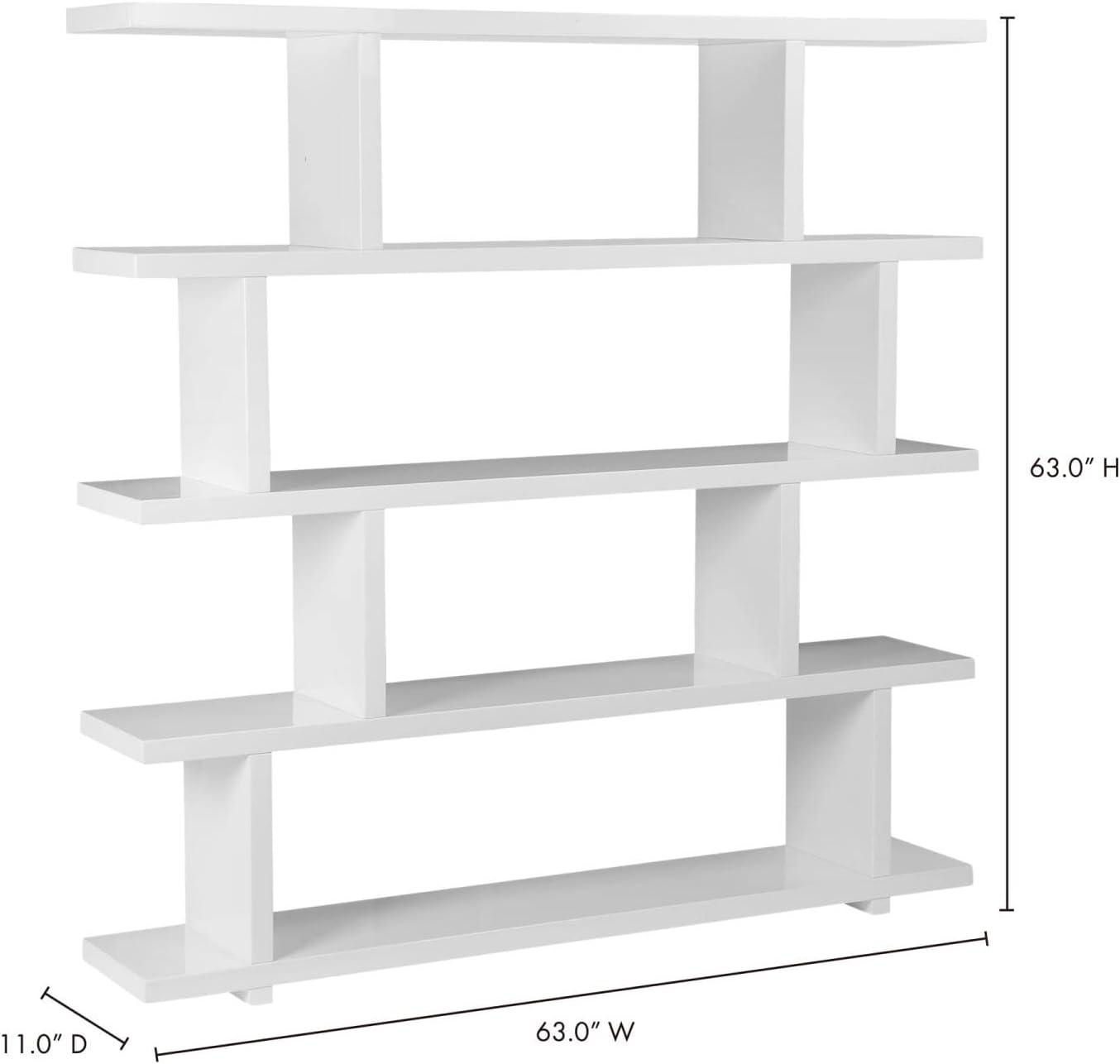 Annora Mid-Century Modern Wide White Bookcase