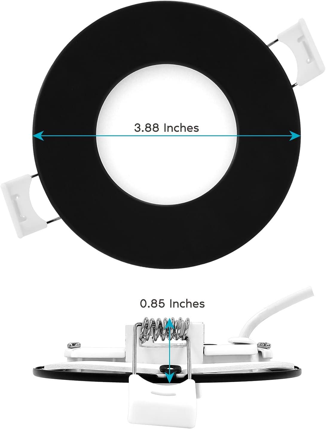 3'' Selectable Color Temperature Dimmable Air-Tight IC Rated LED Canless Recessed Lighting Kit