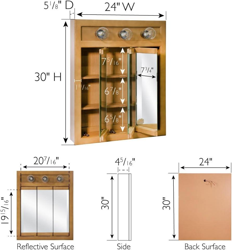 Richland 24-Inch Wood Medicine Cabinet in Nutmeg Oak