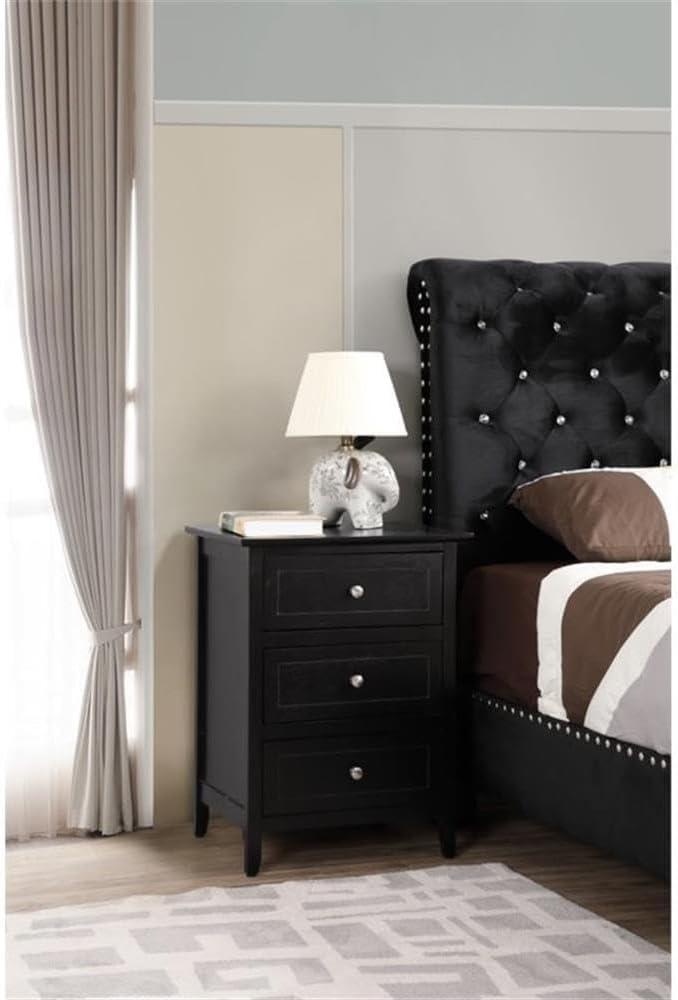 Glory Furniture Daniel 3 Drawer Nightstand in Black