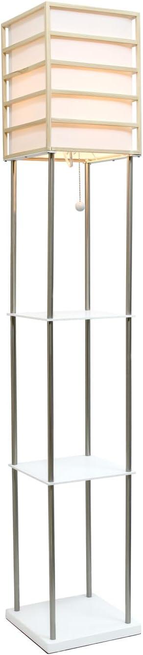 Elegant Designs 60" Metal Etagere Floor Lamp, Light Wood