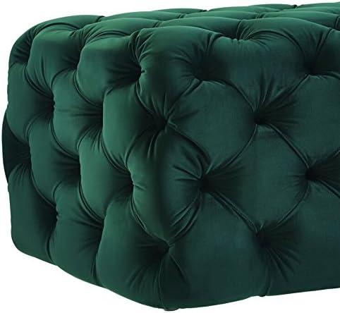 TOV Furniture Kaylee Jumbo Green Velvet Ottoman