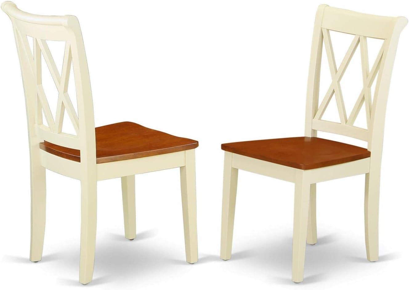 Buttermilk and Cherry Cross Back Rubberwood Dining Chairs, Set of 2